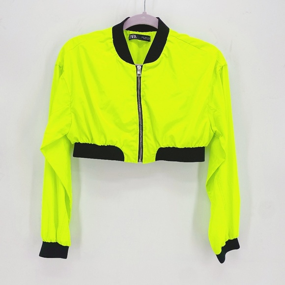 zara neon cropped jacket